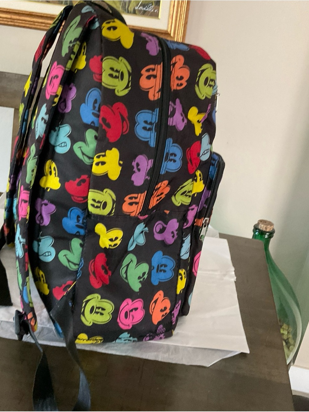 Disneyland Resort Mickey Mouse Faces Backpack Rainbow Embroidered Multicolor Zip - Picture 9 of 12